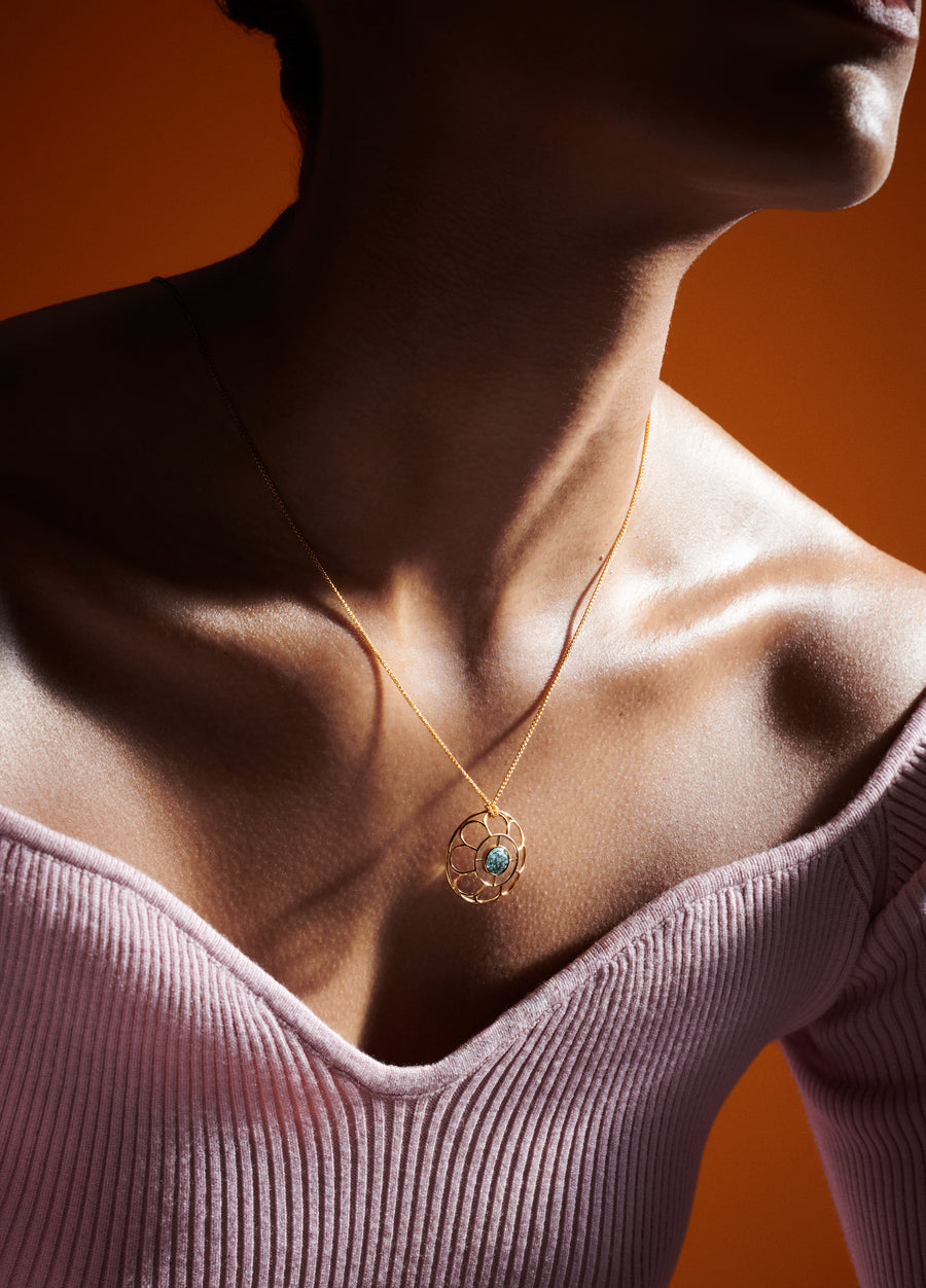 Pivoine necklace - Aquamarine