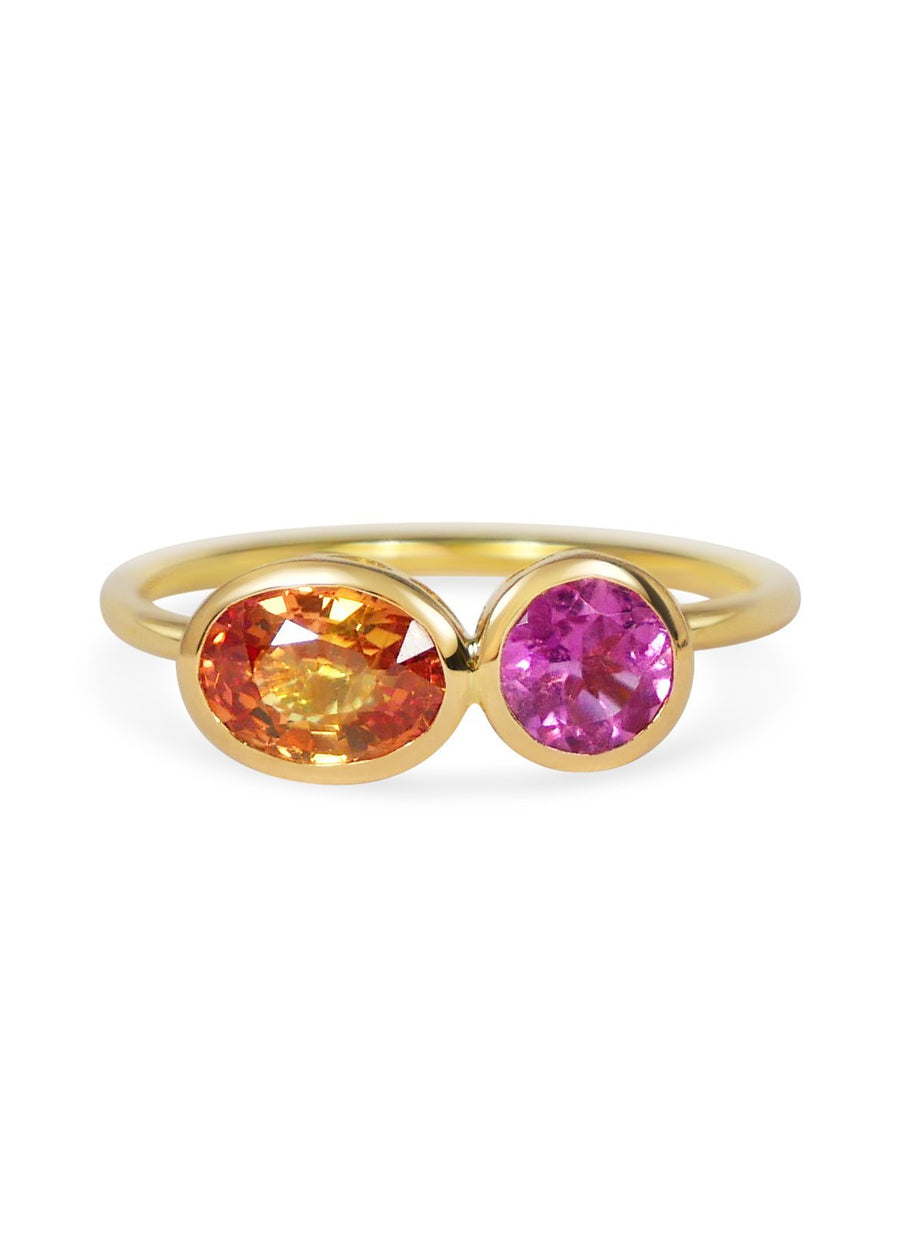 Inséparables - Orange Sapphire & Pink Tourmaline