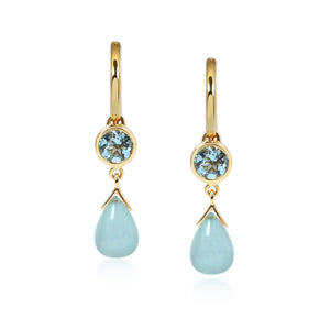 Petites Gouttes D'Or Précieuses - Aquamarine