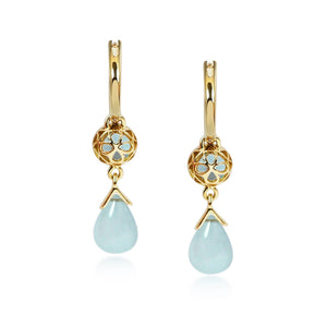 Petites Gouttes D'Or Précieuses - Aquamarine