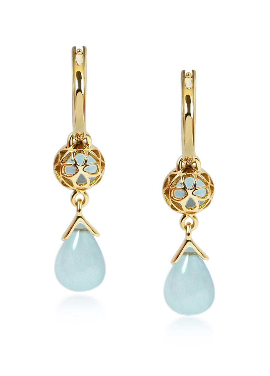 Petites Gouttes D'Or Précieuses - Aquamarine