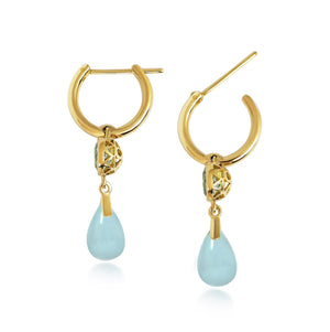 Petites Gouttes D'Or Précieuses - Aquamarine